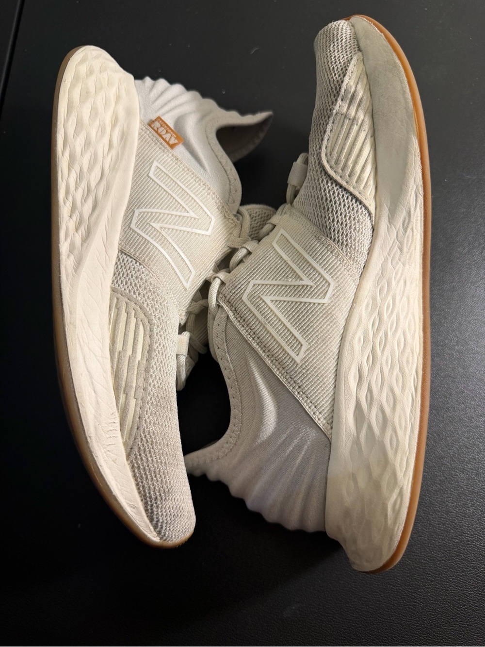 New Balance Women's Off-White Athletic Running Shoes with Gum Sole